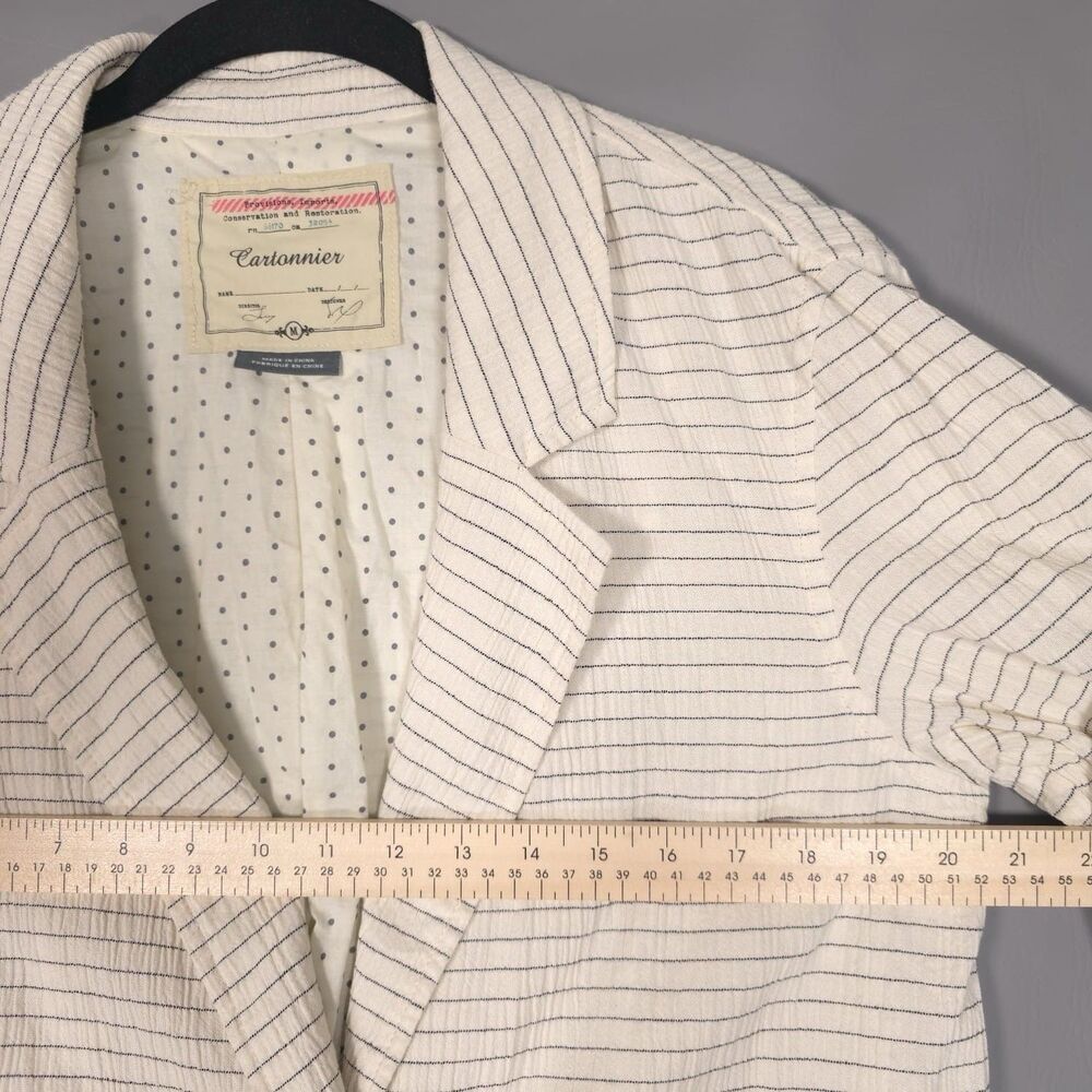 ANTHROPOLOGIE Cartonnier Women’s Double Breasted Pinstripe Blazer Jacket MEDIUM - Picture 6 of 16